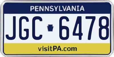 PA license plate JGC6478