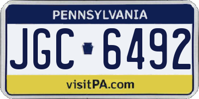 PA license plate JGC6492