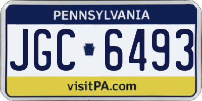 PA license plate JGC6493