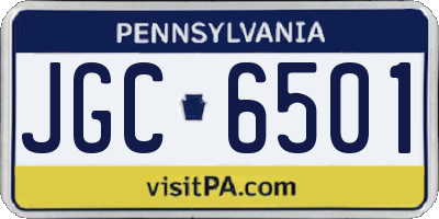 PA license plate JGC6501