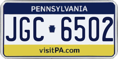 PA license plate JGC6502