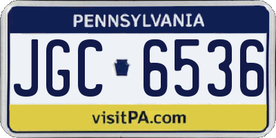 PA license plate JGC6536