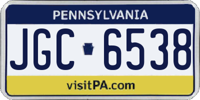 PA license plate JGC6538