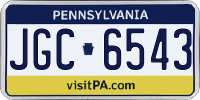 PA license plate JGC6543