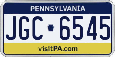PA license plate JGC6545