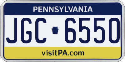 PA license plate JGC6550