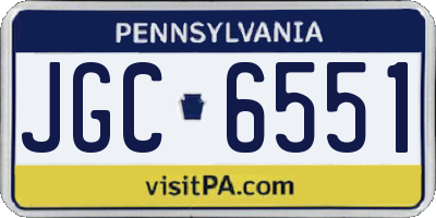 PA license plate JGC6551