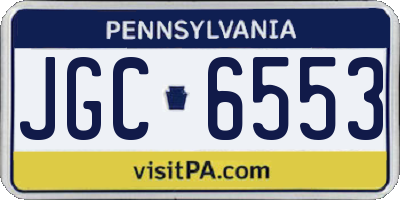 PA license plate JGC6553