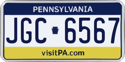 PA license plate JGC6567