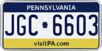 PA license plate JGC6603