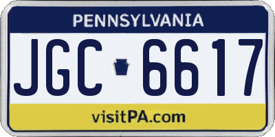 PA license plate JGC6617