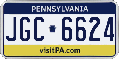 PA license plate JGC6624