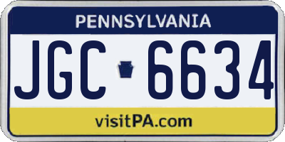 PA license plate JGC6634