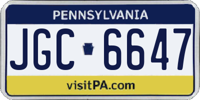 PA license plate JGC6647