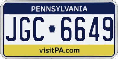 PA license plate JGC6649