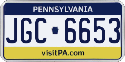 PA license plate JGC6653