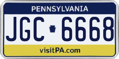 PA license plate JGC6668