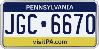 PA license plate JGC6670
