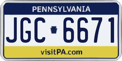 PA license plate JGC6671