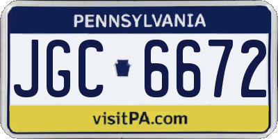 PA license plate JGC6672