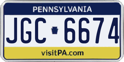 PA license plate JGC6674