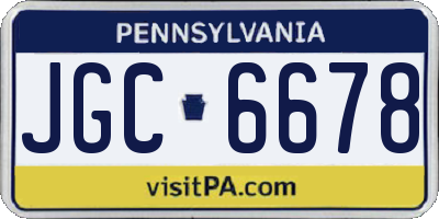 PA license plate JGC6678