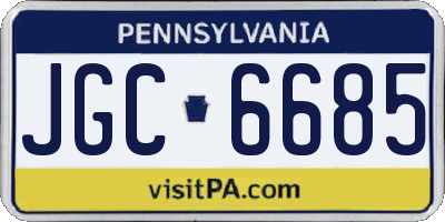 PA license plate JGC6685