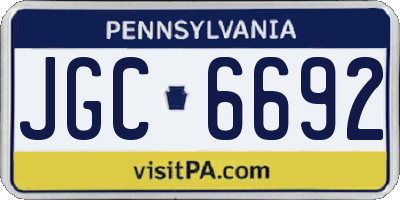 PA license plate JGC6692