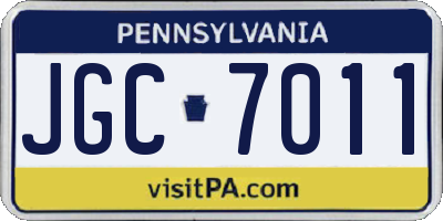 PA license plate JGC7011