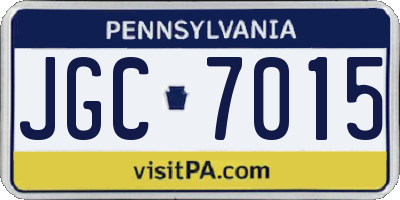 PA license plate JGC7015
