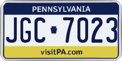 PA license plate JGC7023