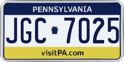 PA license plate JGC7025