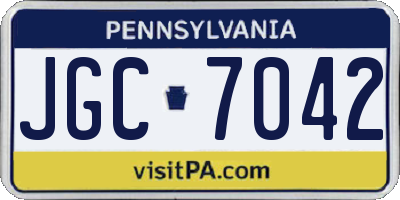 PA license plate JGC7042