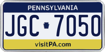 PA license plate JGC7050