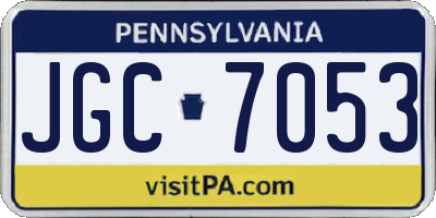 PA license plate JGC7053