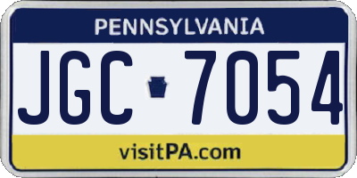 PA license plate JGC7054