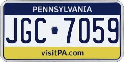 PA license plate JGC7059
