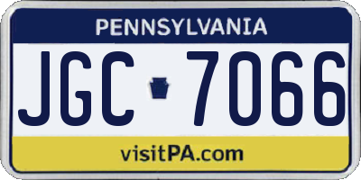 PA license plate JGC7066