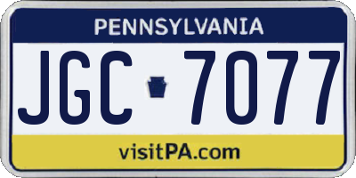 PA license plate JGC7077