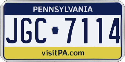 PA license plate JGC7114