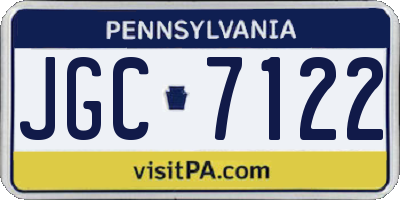 PA license plate JGC7122