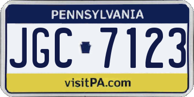 PA license plate JGC7123