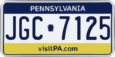 PA license plate JGC7125