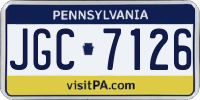 PA license plate JGC7126