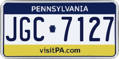 PA license plate JGC7127