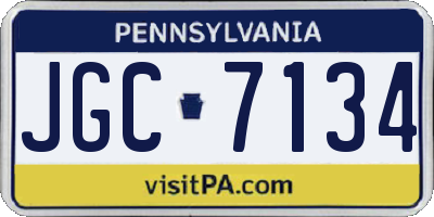 PA license plate JGC7134