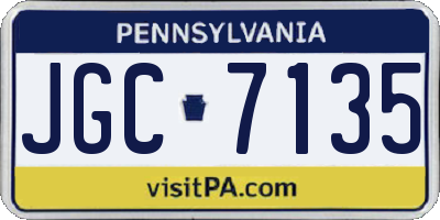PA license plate JGC7135
