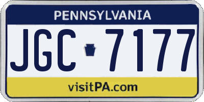 PA license plate JGC7177