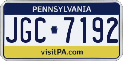 PA license plate JGC7192