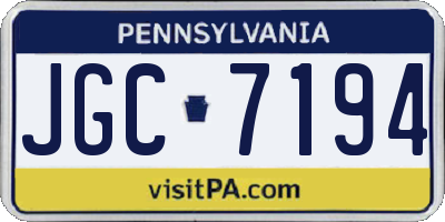 PA license plate JGC7194
